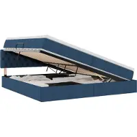 vidaXL Lit coffre à LED avec matelas, bleu, 200 x 200 cm, tissu