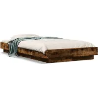 vidaXL Cadre de lit avec LED Chêne fumé 75x190 cm Bois composite