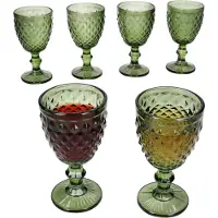 MamboCat 6x Diamond verres à vin vert 200ml verre relief vin blanc vin rouge eau