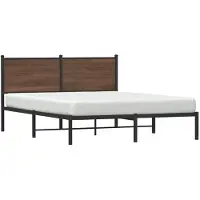 vidaXL Lit métallique sans matelas brun imitation chêne 150x200 cm