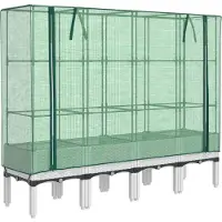 vidaXL Lit surélevé avec serre aspect rotin 160x40x140 cm