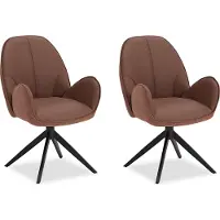 Homestyle4u Chaise de Salle à Manger Lot de 2 Moderne Bouclé Cuir Marron Design Chaises de Cuisine Chaises pas Cher Fauteuils Rembourrée