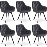 Homestyle4u Chaise de Salle à Manger Lot de 6 Moderne Velours Gris Design Chaises de Cuisine Chaises pas Cher Fauteuils Rembourrée
