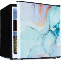 Klarstein CoolArt - Combiné réfrigérateur-congélateur, réfrigérateur avec 2 niveaux de refroidissement, façade design, thermostat avec 5 niveaux, 0 à 10 ° C, capacité 45 litres - design pastel