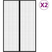 vidaXL Rideaux de porte moustiquaires 2 pcs. Aimant Noir 220x130 cm