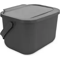 Practic Mini Bini Poubelle pour déchets biologiques avec filtre, gris, 6L en 35% de matériaux biologiques, matériaux recyclés