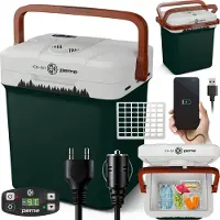 Peme Essential 23 L Glacière électrique Sac isotherme thermoélectrique pour voiture, camping, mini-réfrigérateur, boîte isotherme, usage en plein air, vert forêt, accessoires de pêche, portable