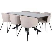 Ebuy24 PiazzaGRBL ensemble table, table gris et 6 Berit chaises beige.