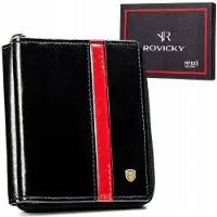 Rovicky Petit portefeuille zippé en cuir pour homme -