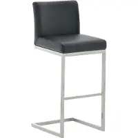 CLP Tabouret de bar Paros avec revêtement en similicuir, repose-pieds en acier inoxydable, charge maximale 240 kg, blanc