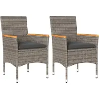 vidaXL Chaises de jardin avec coussins 2 pcs. Gris Poly Rattan