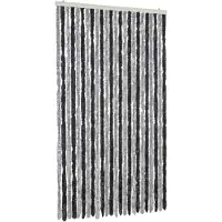 vidaXL Rideau anti-mouches gris et noir 100x200 cm chenille
