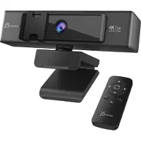 J5CREATE USB 4K Ultra HD webcam avec zoom numérique 5x télécommande USB-C/USB 2.0 ; couleur noir JVCU435-N