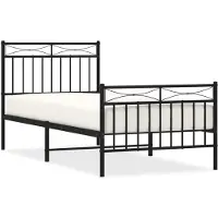 vidaXL Cadre de lit avec tête et pied de lit en métal noir 90x200 cm