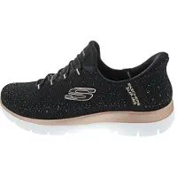 SKECHERS Baskets-chaussons pour femmes SLIP-INS SUMMITS - BRILLIANT Noir-Rose-Or, couleur : noir, taille EU : 40