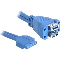 DeLOCK USB 3.0 Pin Header - Câble interne USB vers externe - tête 19 broches USB 3.0 (F) pour USB type A (F) - 45 cm - bleu