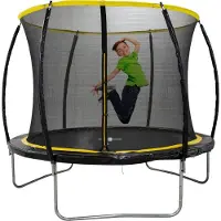 Dunlop Trampoline 6FT - 183 x 50 CM - Trampoline avec filet de sécurité 200 CM - Trampoline pour enfants - Max. 80 KG - Noir/Jaune
