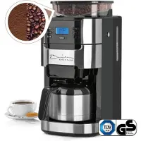 Barista Machine à café filtre avec broyeur avec thermos Incl. thermos pour jusqu'à 10 grandes tasses de café Grains de café et café moulu Acier inoxydable