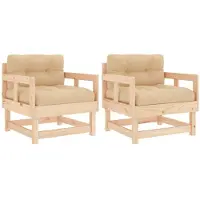 vidaXL Chaises de jardin avec coussins 2 pcs. Pin massif