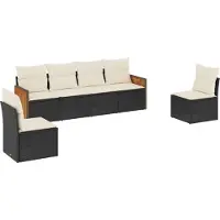 vidaXL Ensemble de salon de jardin 6 pièces avec coussins noir poly rotin