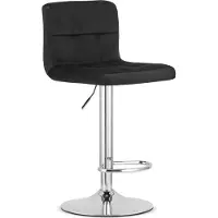 Leobert Tabouret Valora PROT, velours noir, base chromée - Tabouret en velours noir avec accent chromé