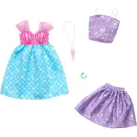 Mattel GWF04 ; HRH44 - Fashions pack de 2 - robe sirène + top et jupe violet