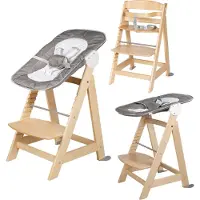Roba Born Up chaise haute pour escaliers, set 2en1, 'Sternenzauber', avec fonction chaise longue, dès la naissance, naturel