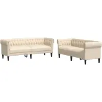 vidaXL Ensemble de canapés 2 pièces tissu crème
