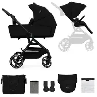 Kinderkraft YOXI Poussette 2 en 1 jusqu'à 27 kg - Baignoire bébé & nacelle sport - Légère - Roues increvables - TRAVEL SYSTEM - Noir