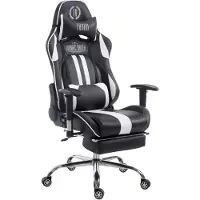 CLP Chaise de bureau Racing Limit avec repose-pieds noir/blanc