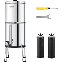 Vevor Système de filtration d'eau par gravité Système de plan de travail en acier inoxydable 7+8,5L Système de filtration d'eau, réduit le plomb et jusqu'à 99% de chlore,
