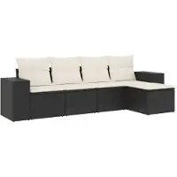 vidaXL Ensemble de salon de jardin 5 pièces avec coussins noir poly rotin