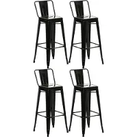 CLP Ensemble de 4 tabourets de bar , style industriel "Mason", avec dossier, couleur noire