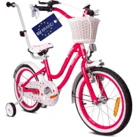 Sun baby Vélo fille 16 pouces cloche roues supplémentaires barre de poussée Heart Bike rose
