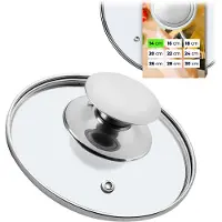 Kadax Couvercle de casserole "Salerno", Couvercle universel en verre avec poignée argentée, 14 cm