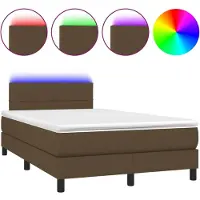 vidaXL Lit Boxspring avec matelas & LED Marron foncé 120x190 cm Tissu