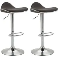 CLP Lot de 2 tabourets de bar Shanghai en tissu, pivotants et réglables en hauteur, gris foncé