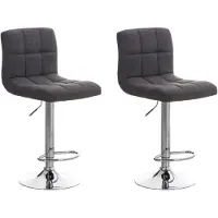 CLP Lot de 2 tabourets de bar « Peru » en tissu, pivotants et réglables en hauteur, gris clair