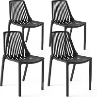 Oviala Lot de 4 chaises en plastique noir - Paris