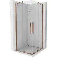 Mexen Velar Duo Paroi de douche 80x80 cm, rose-or, Transparent
