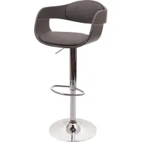 Mendler Tabouret de bar HWC-A47b, chaise de bar tabouret de comptoir, design rétro, bois simili cuir gris-mat