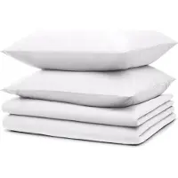 Blumtal literie 2x 135x200cm + 2x taies d'oreiller 40x80cm - Microfibre Bed Sheets 135x200cm - 4 paires de draps blancs