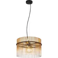 Globo Suspension noire Gorley avec verre ambré Ø 40cm