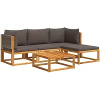 vidaXL Ensemble canapé de jardin 5 pièces avec coussins bois acacia & corde