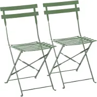 Oviala Lot de 2 chaises pliantes en acier vert cactus - Rome