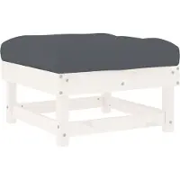 vidaXL Tabouret de jardin avec coussin Blanc Pin massif