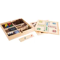 Small Foot Boîte de jeux 9-en-1 - Jeux de plateau en bois pour enfants et adultes