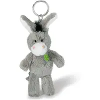 Nici 47868 Porte-clés âne avec trèfle brodé 10cm, GRIS