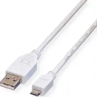 Value Câble USB 2.0, USB A ST - Micro USB B ST, blanc, 0,8 m