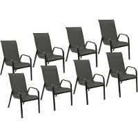 Happy Garden Lot de 8 chaises MARBELLA en textilène gris - aluminium gris anthracite